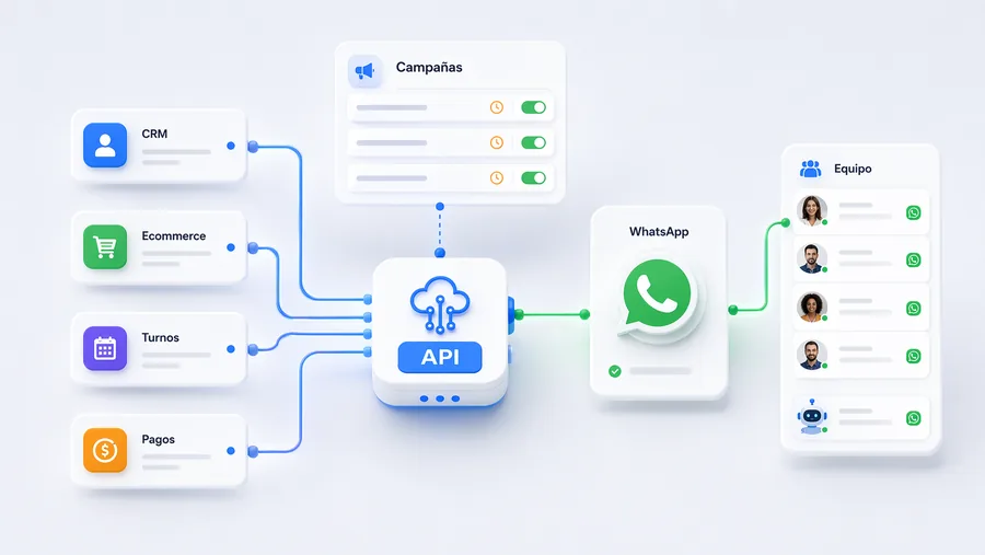 Automatización de envíos por WhatsApp desde CRM, ecommerce, turnos y sistemas internos