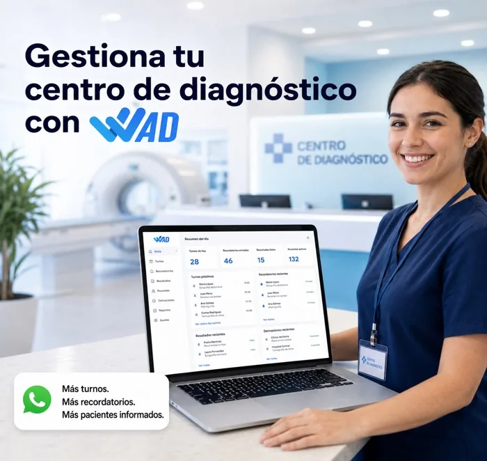 WhatsApp para centros de diagnóstico con turnos recordatorios e informes