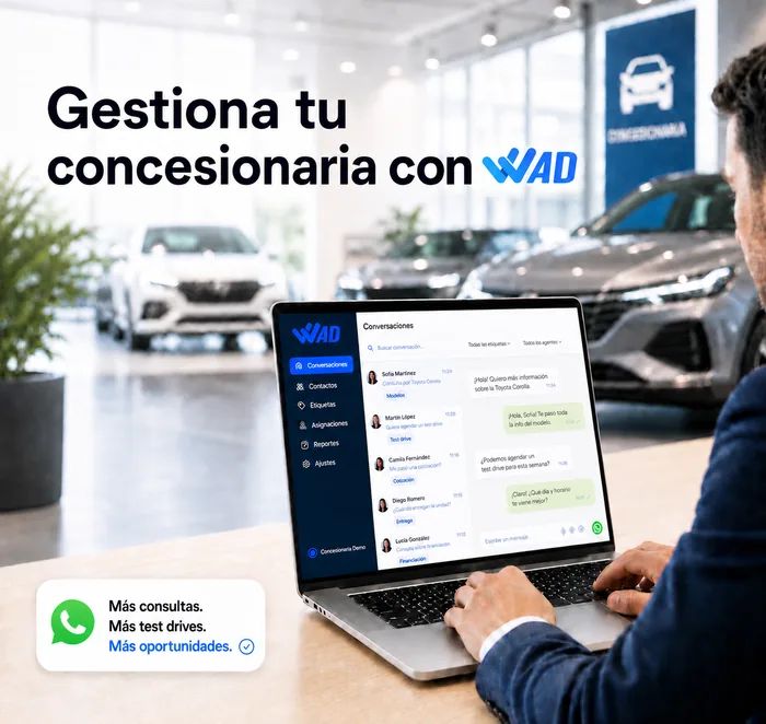 WhatsApp para concesionarias con ventas, test drive y service