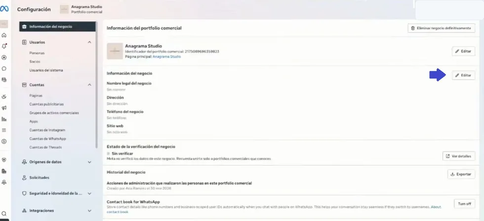 Acceso a sección de Información del portafolio comercial