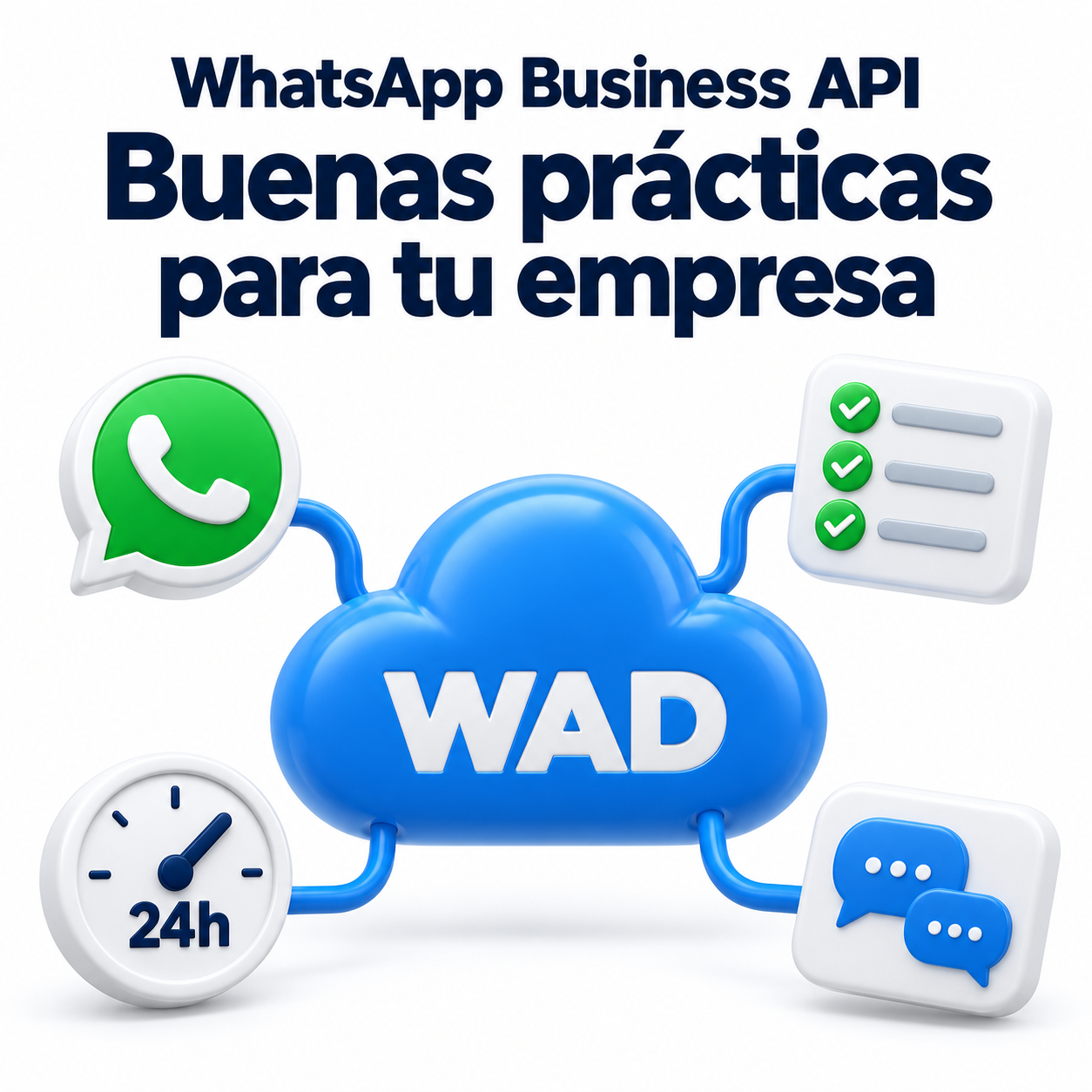WhatsApp Business API: buenas prácticas para tu empresa, con WAD grabado en la nube, mensajes, reloj y checklist