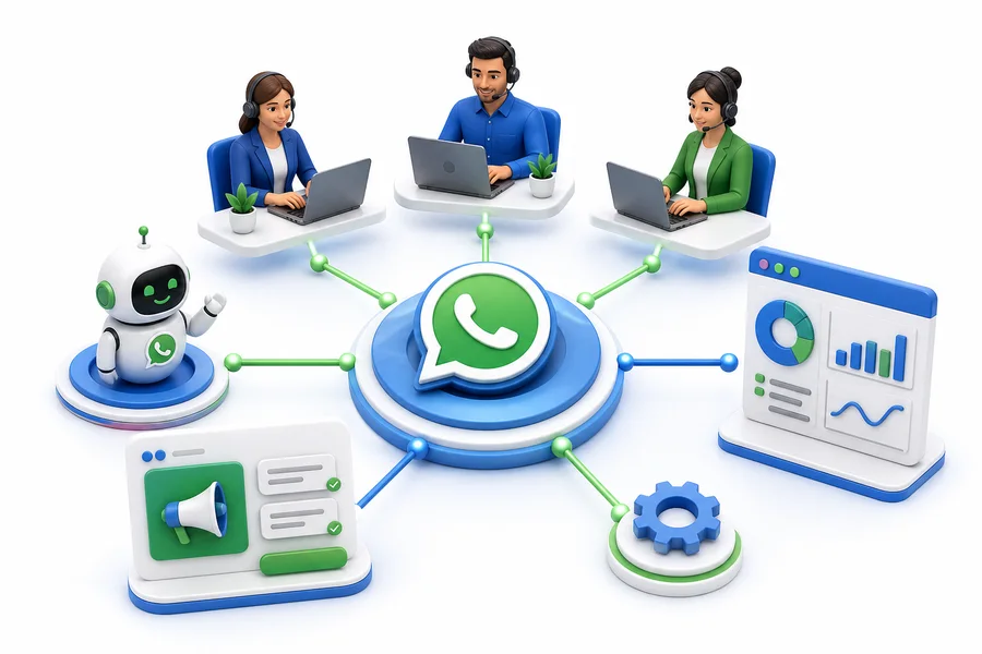 Operación multiagente mediante la API oficial de WhatsApp